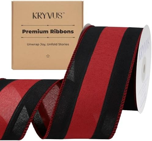Striped Wired Ribbon, 2.5 Inch X 10 Yards Natural Linen Christmas Ribbon with Wired Edge, Perfect... | Amazon (US)