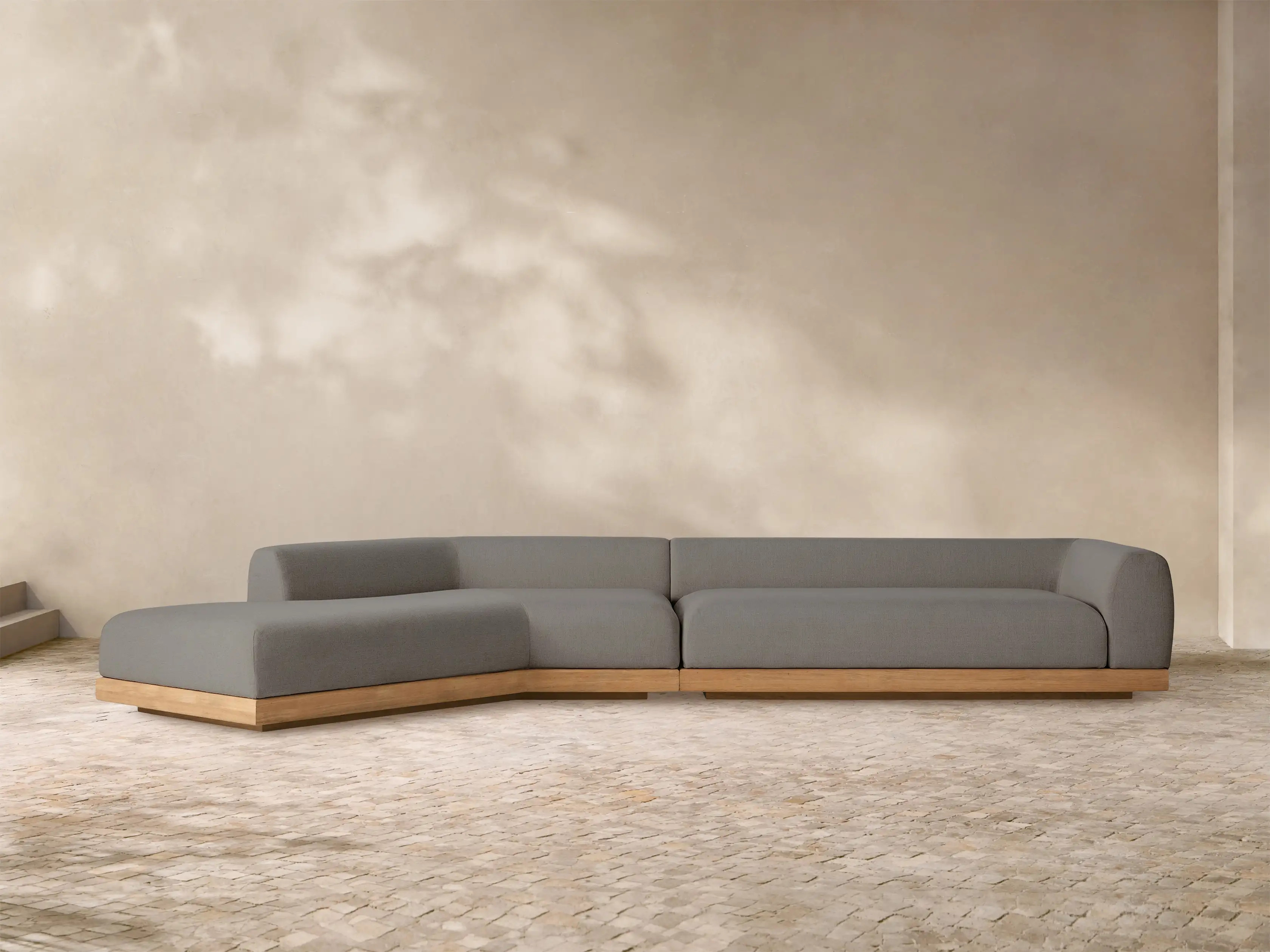 Carmel Outdoor Two-Piece Bumper Sectional in Mocha | Arhaus