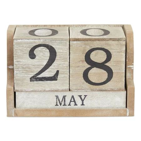 Wooden Perpetual Calendar Block Rustic Style for Home Desk Office Decor 5.3 x 3.7 x 2.6 inch | Walmart (US)