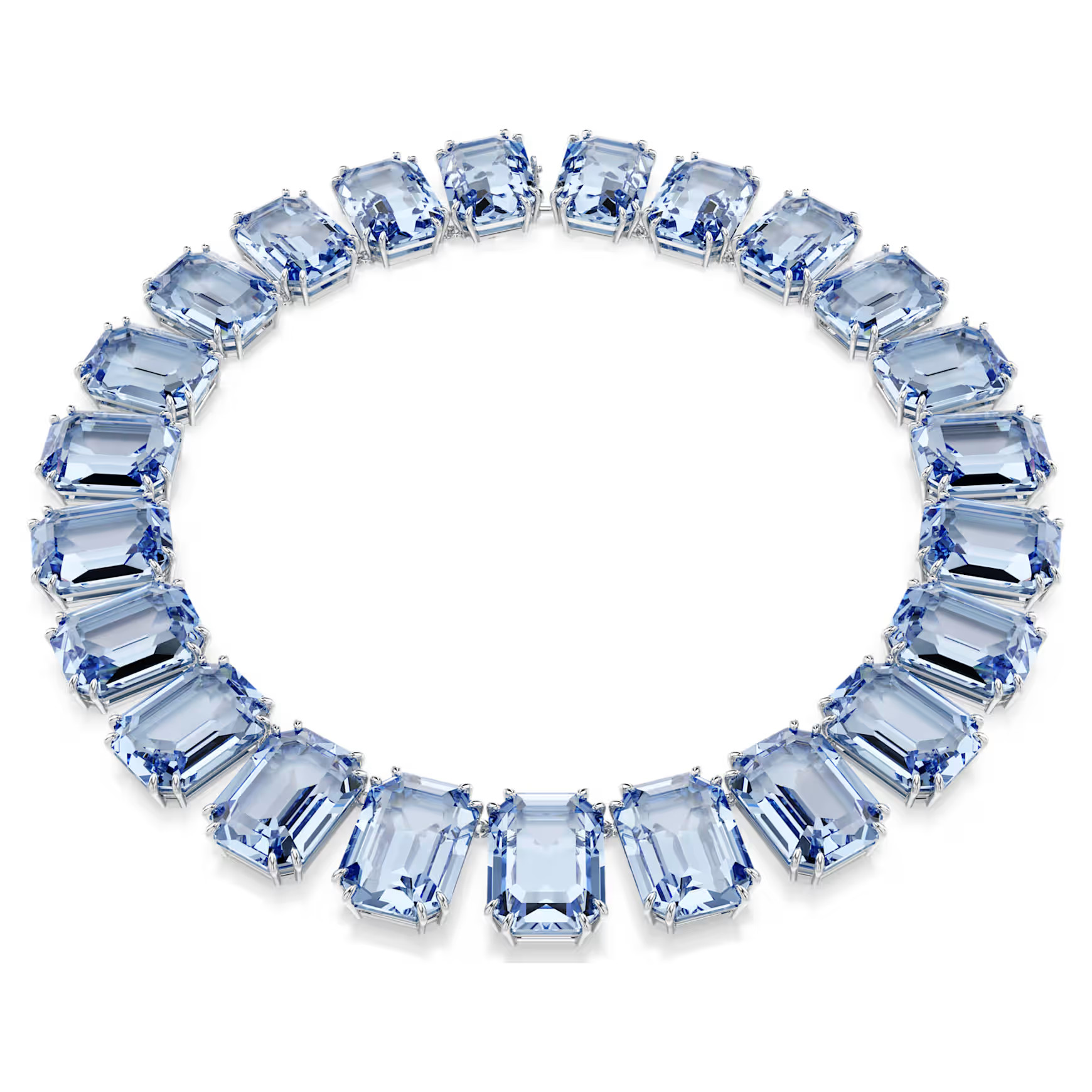 Millenia necklace, Oversized crystals, Octagon cut, Blue, Rhodium plated by SWAROVSKI | SWAROVSKI