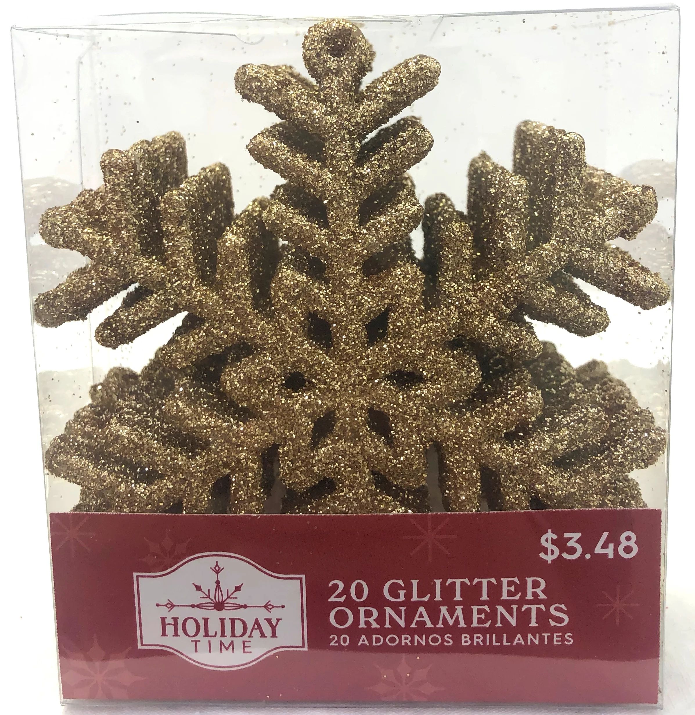Holiday Time, Gold Glitter Snowflake Christmas Shatterproof Ornaments , 20 Count - Walmart.com | Walmart (US)