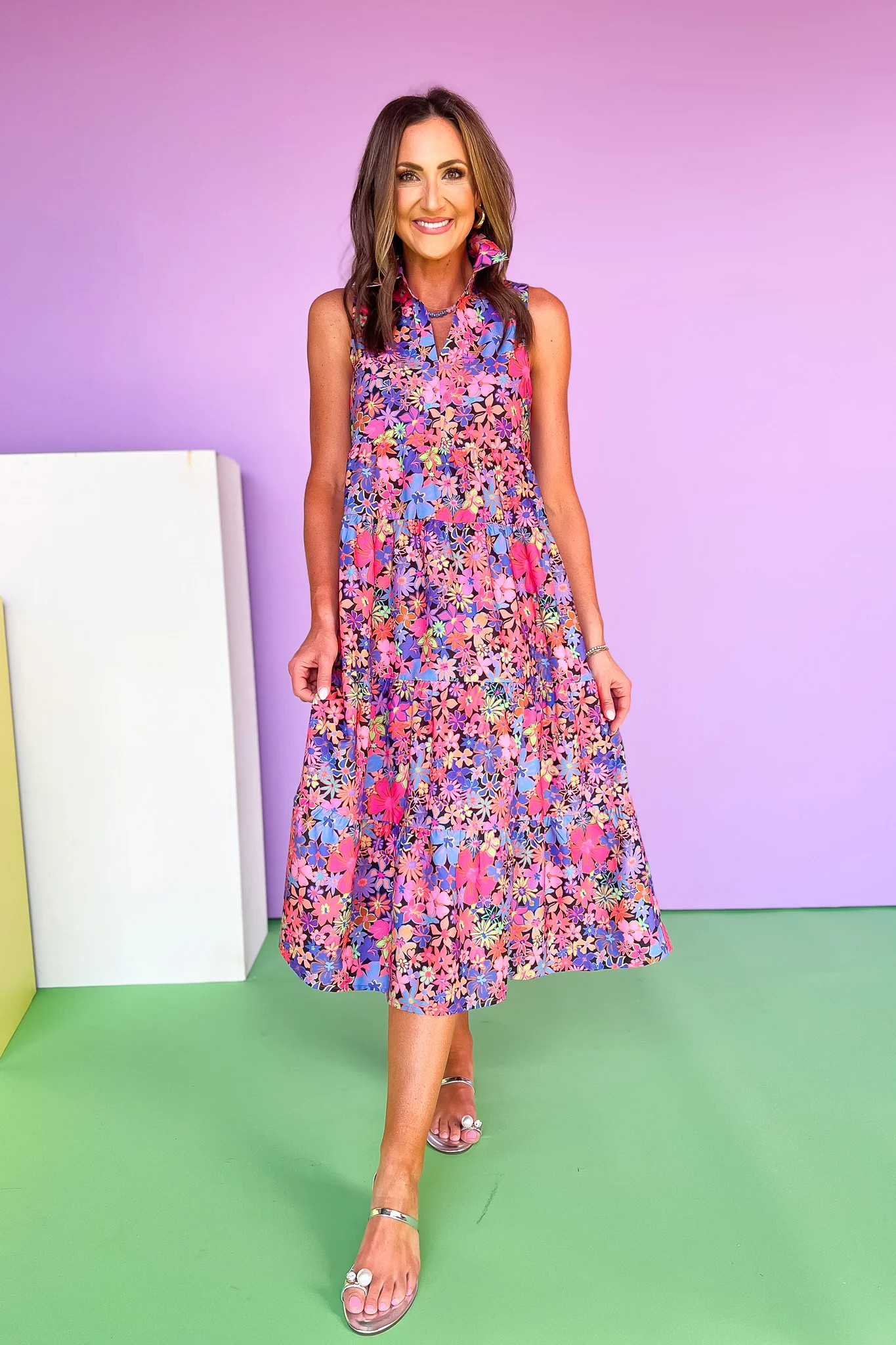 SSYS Sleeveless Emery Midi Dress In Multi Bright Floral | Shop Style Your Senses