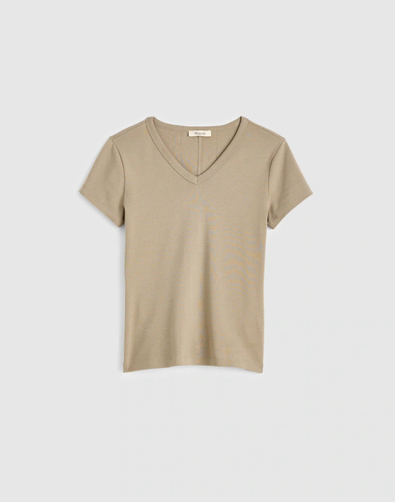 The '90s V-Neck Baby Tee in Compact Cotton | Madewell