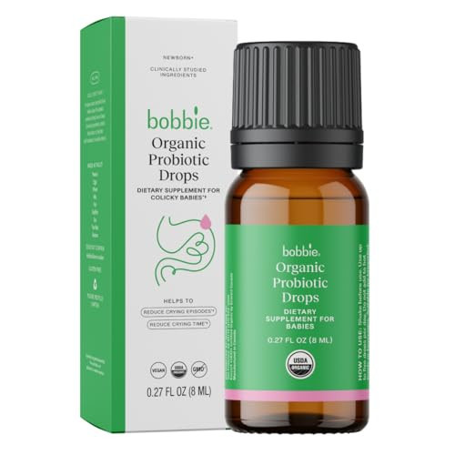 Bobbie Organic Baby Probiotic Drops, Daily Liquid Supplement, Fuss, Tears, Gut Health for Newborn Babies and Infants, Vegan, Infant-Friendly Formula, 1 Billion CFU, 0.27 fl oz | Amazon (US)