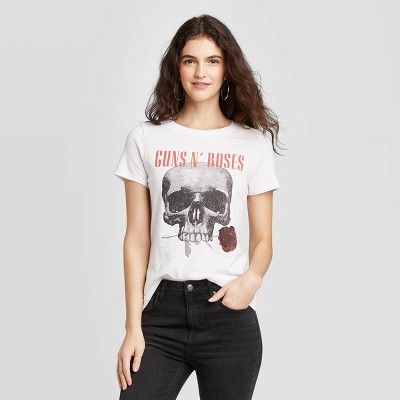 Women's Guns N' Roses Short Sleeve T-Shirt (Juniors') - White | Target