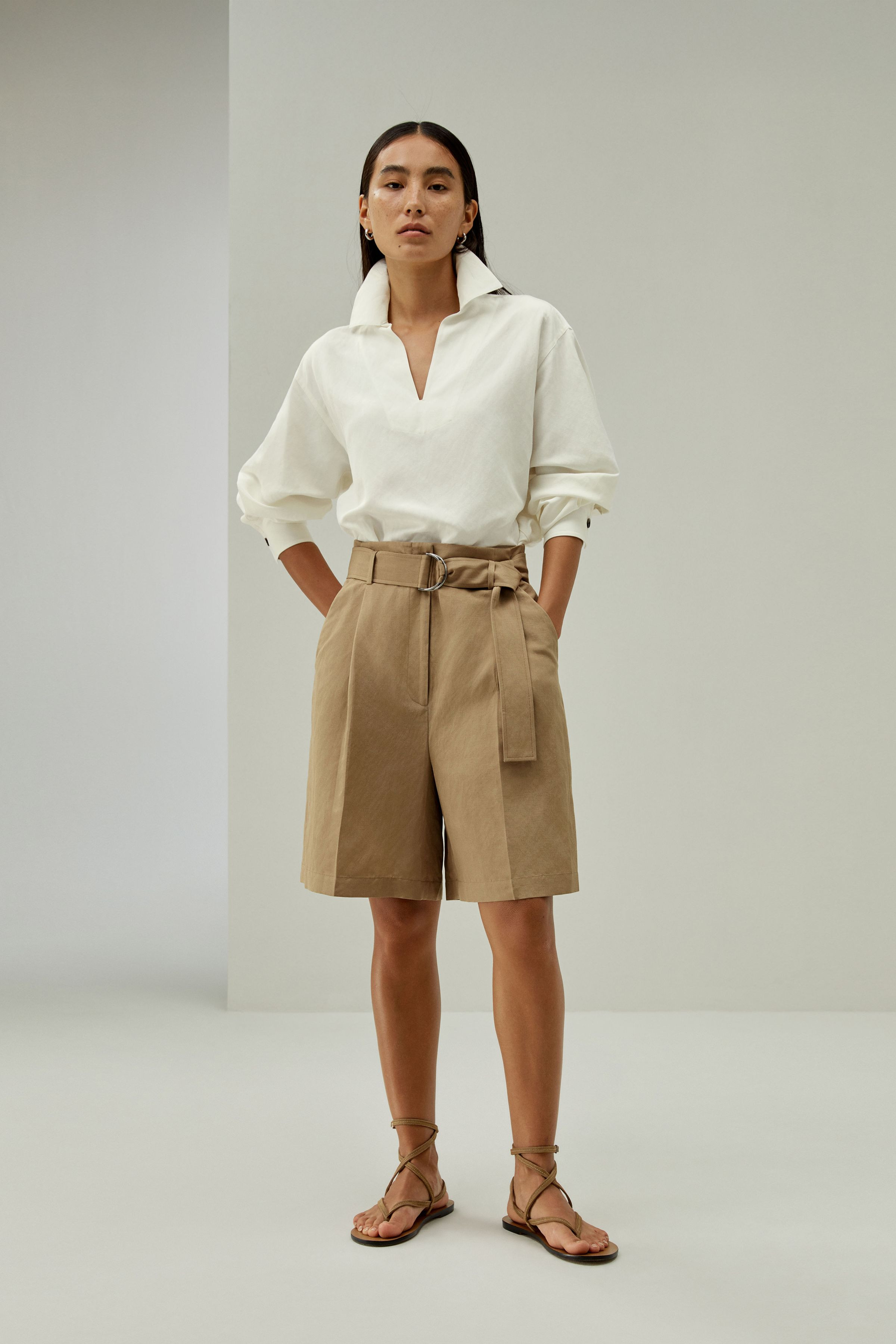 Chic Silk-Linen Blend Bermuda Shorts | LilySilk
