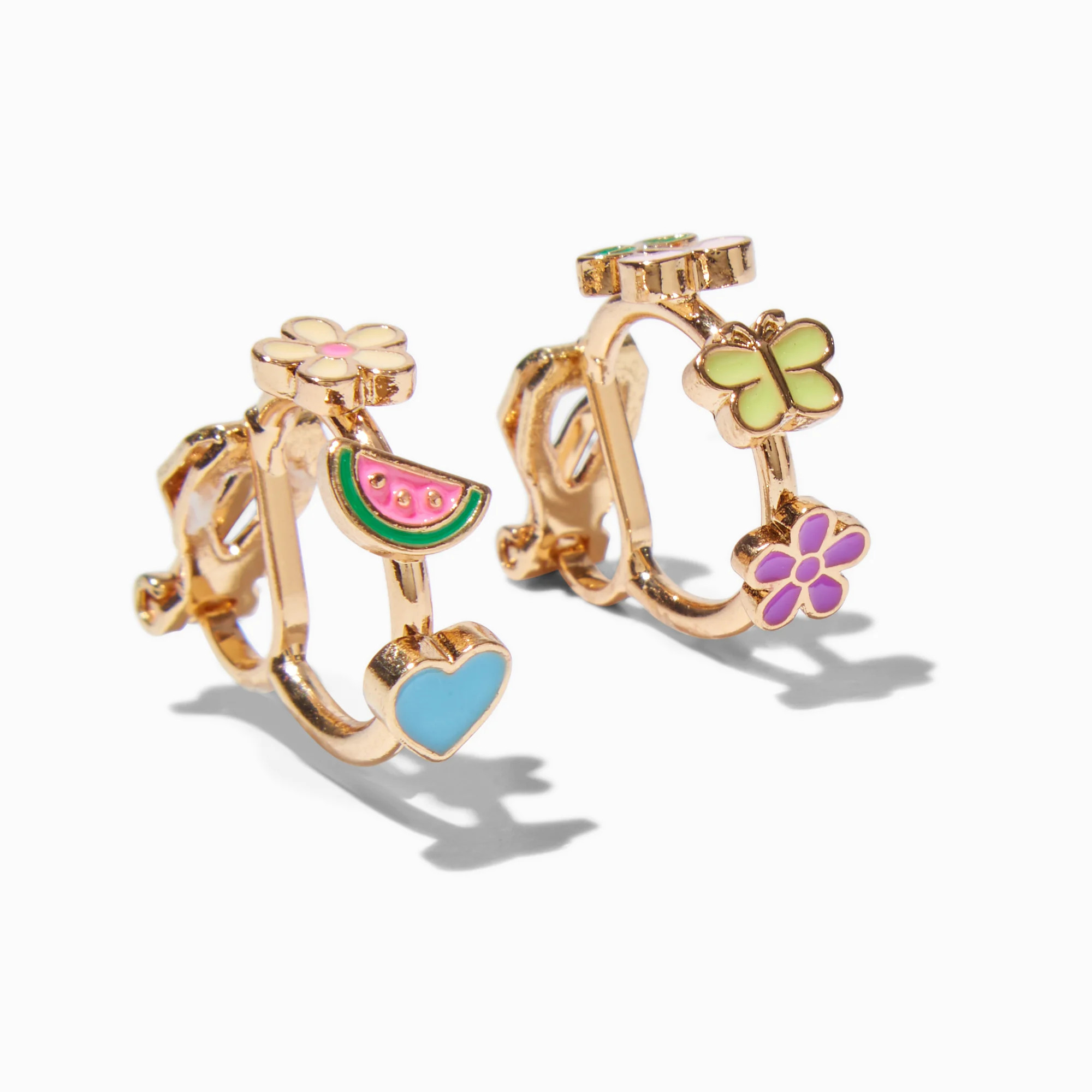 Summer Motif Clip-On Hoop Earrings | Claire's (UK)