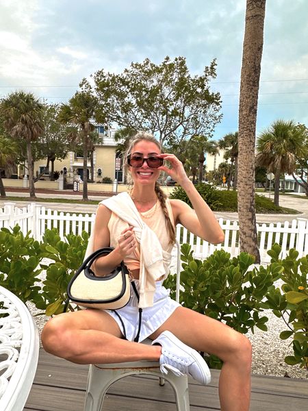 Black crochet bag
White shorts size small 