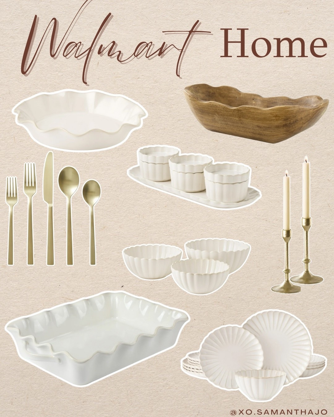 Serve ware- baking dishes - Thanksgiving table - wood dough bowl - candle sticks - silverware- scalloped kitchen - scalloped pie dish 

#LTKStyleTip #LTKHome #LTKFindsUnder50