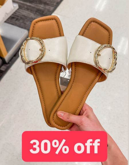 Gold buckle slide sandals - on sale at Target! 30% off! 

Target circle deal // sandals on sale // cream sandals // slide sandals // sandals with gold buckle 

#LTKsalealert #LTKshoecrush #LTKxTarget