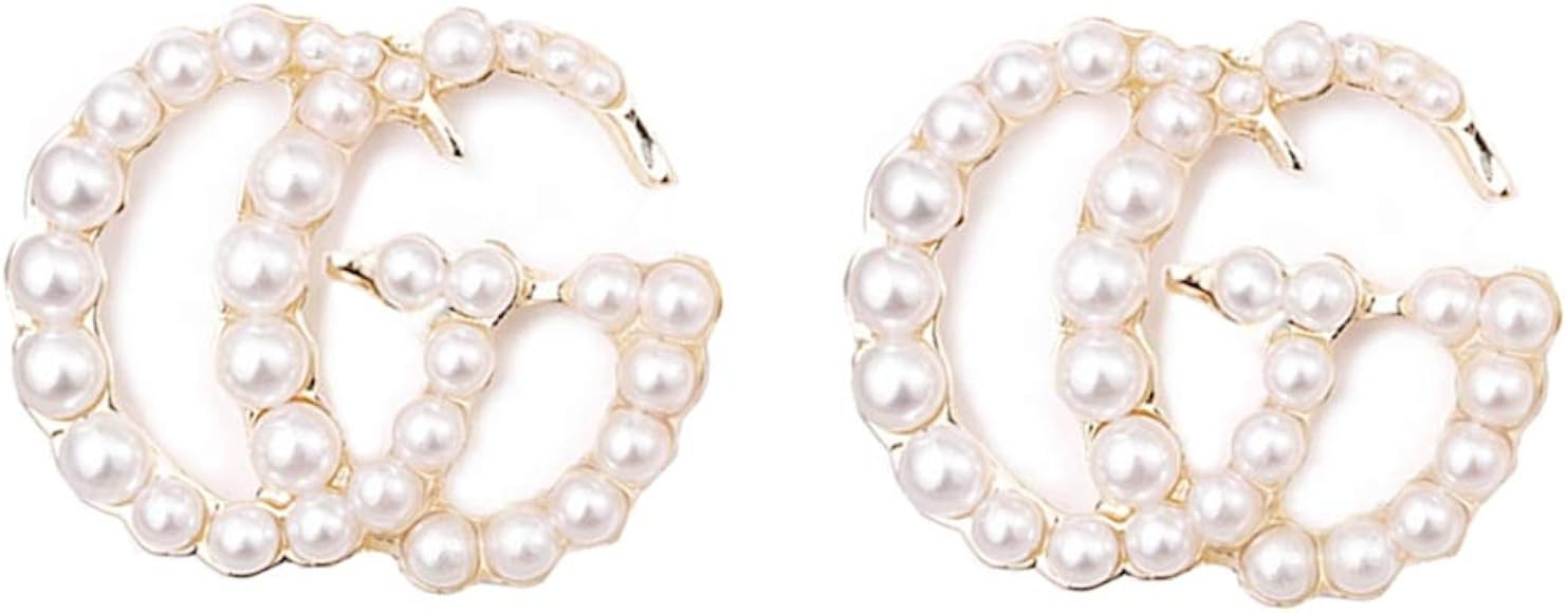 Luxury Letter G Pearl Initial Stud Earrings Drop Statement Earrings for Women Girls | Amazon (CA)