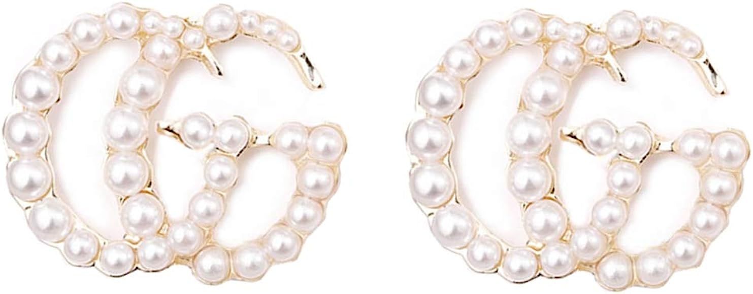 Luxury Letter G Pearl Initial Stud Earrings Drop Statement Earrings for Women Girls | Amazon (CA)