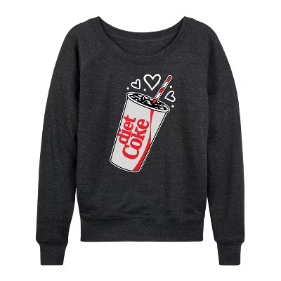 Women's - Diet Coke - Heart Bubbles Lightweight French Terry Wide Neck Long Sleeve Shirt | Target
