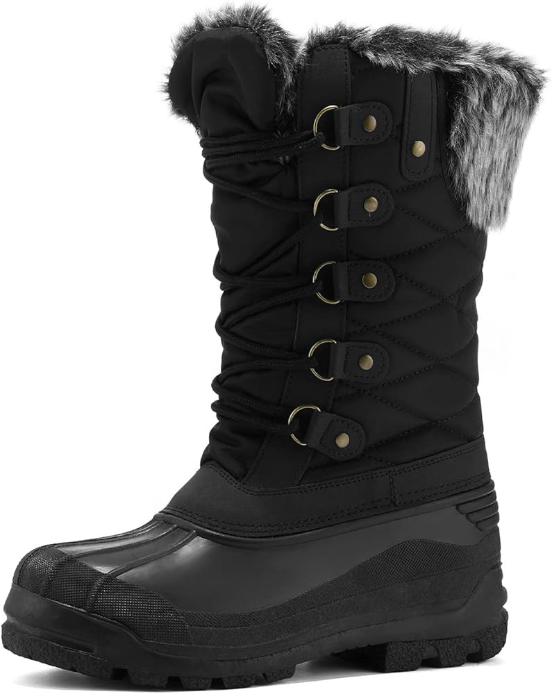 mysoft Women's Snow Boots Warm Insulated Faux Fur Lined Waterproof Mid-Calf Winter Boots | Amazon (US)