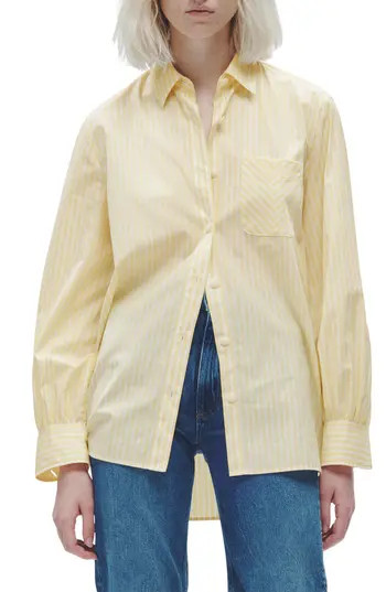 rag & bone Maxine Stripe Cotton Button-Up Shirt in Thin Yellow Stripe at Nordstrom Rack, Size X-Small | Nordstrom Rack