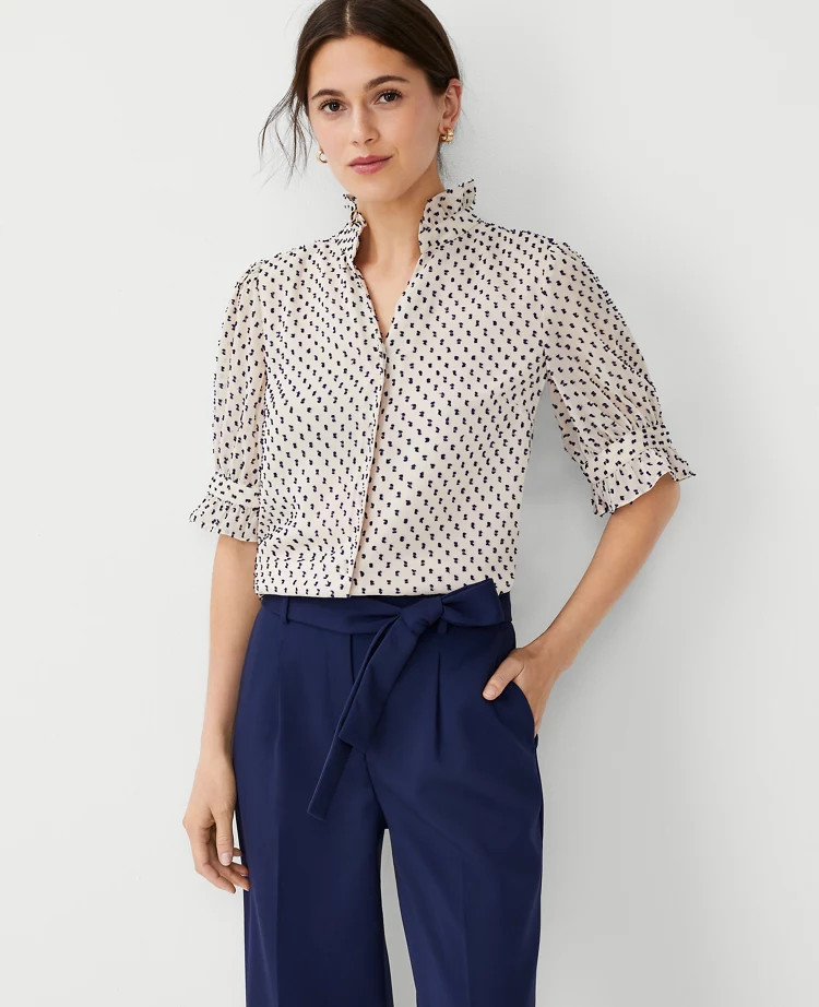 Clip Ruffle Button Top | Ann Taylor (US)