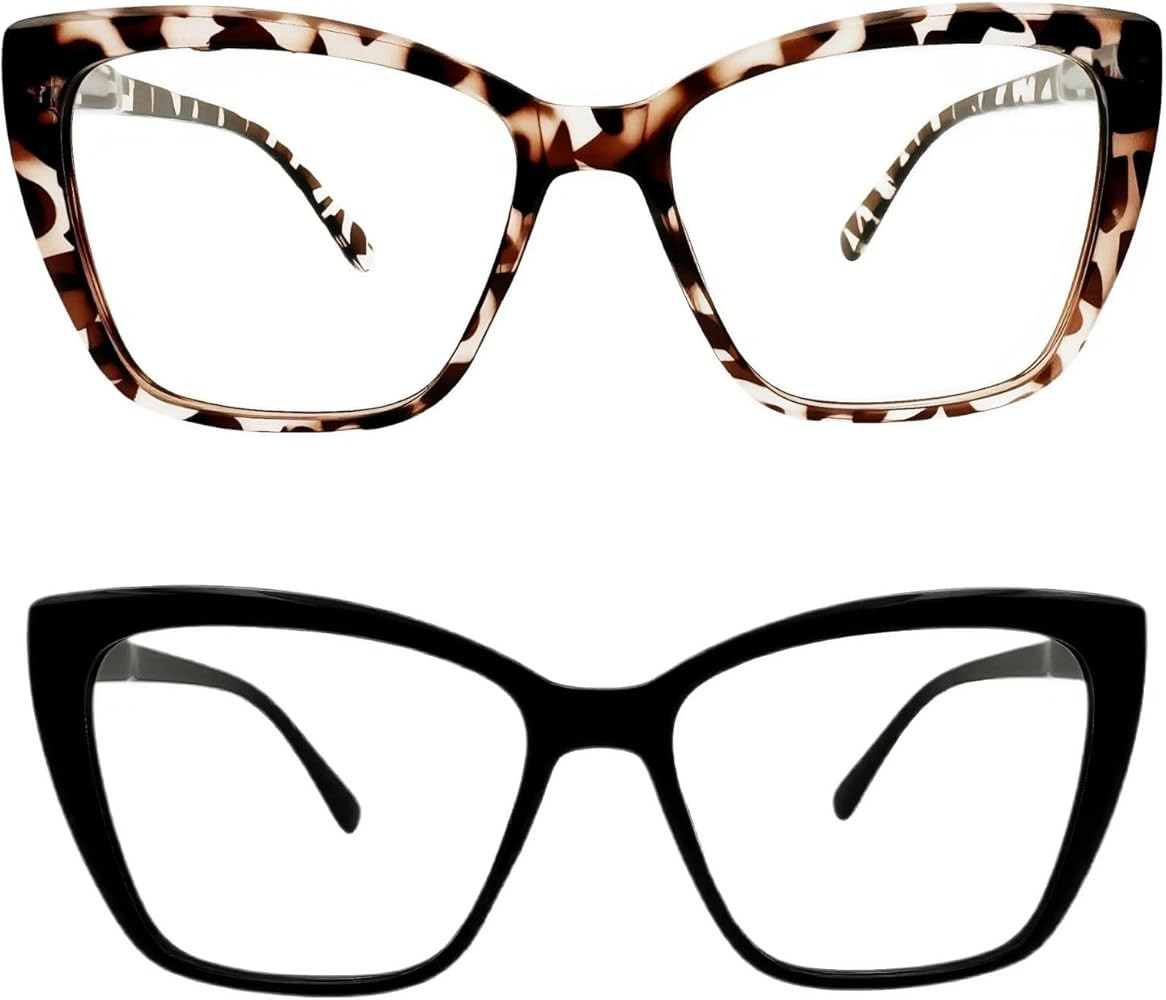 Oversized CatEye Reading Glasses for Women - Retro Style Frame, Blue Light Blocking Readers, Clea... | Amazon (US)