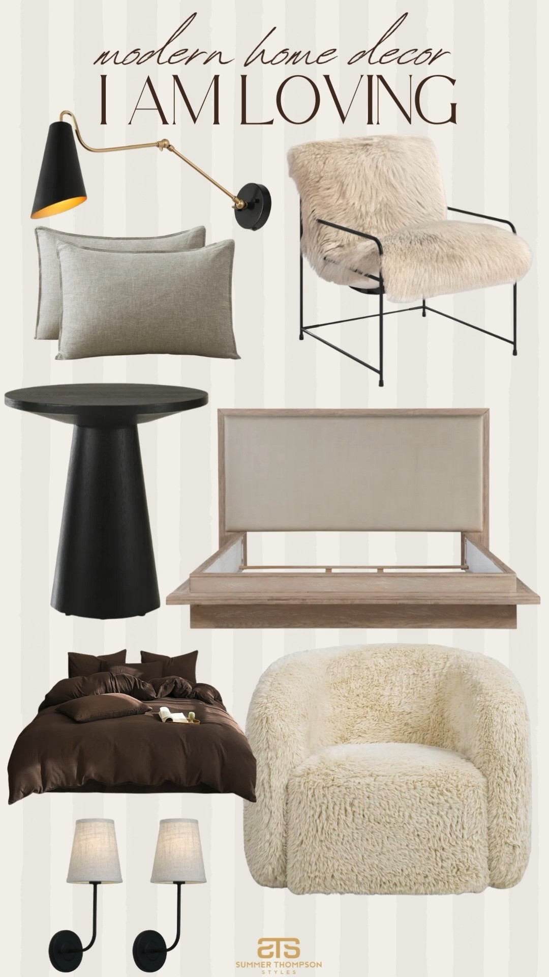 Modern home decor I am currently loving! 

Neutral home decor modern home side table bed frame faux fur chair trending best sellers in my home 

#summerthompsonstyles


#LTKHome #LTKvlog #LTKdayinmylife