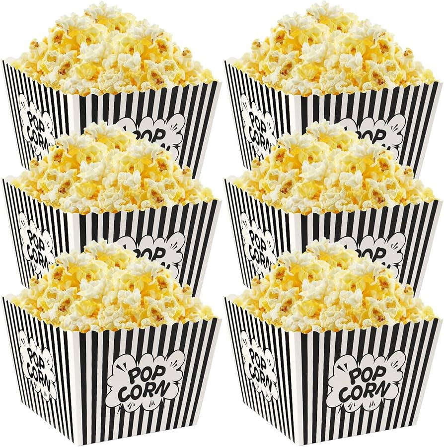 DECYOOL Popcorn Bowl, 12 Pack Paper Popcorn Buckets,Paper Popcorn Set Bowl Classic Black & White ... | Amazon (US)