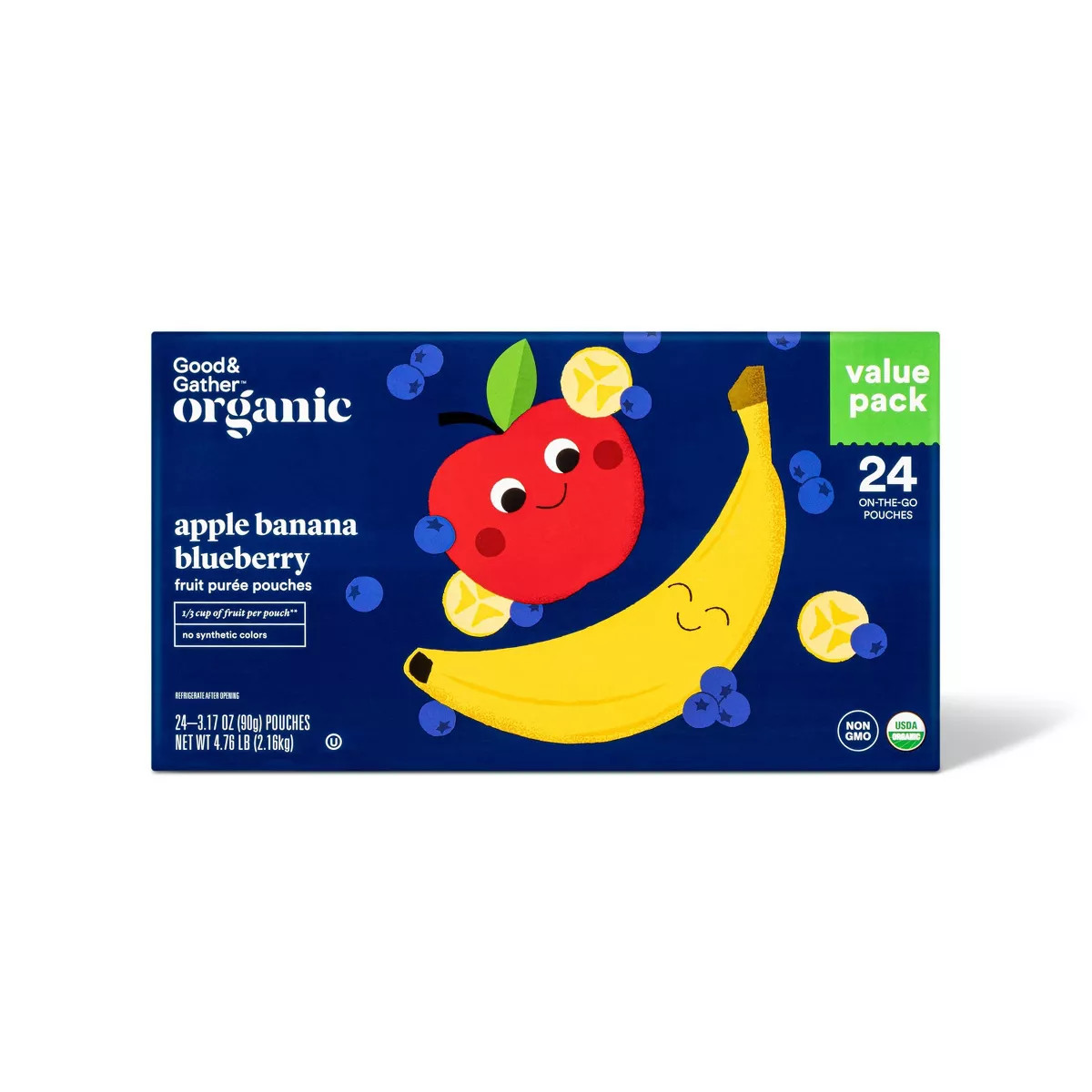 Apple Banana Blueberry Fruit Puree Pouches - 4.76lb/24ct - Good & Gather™ | Target