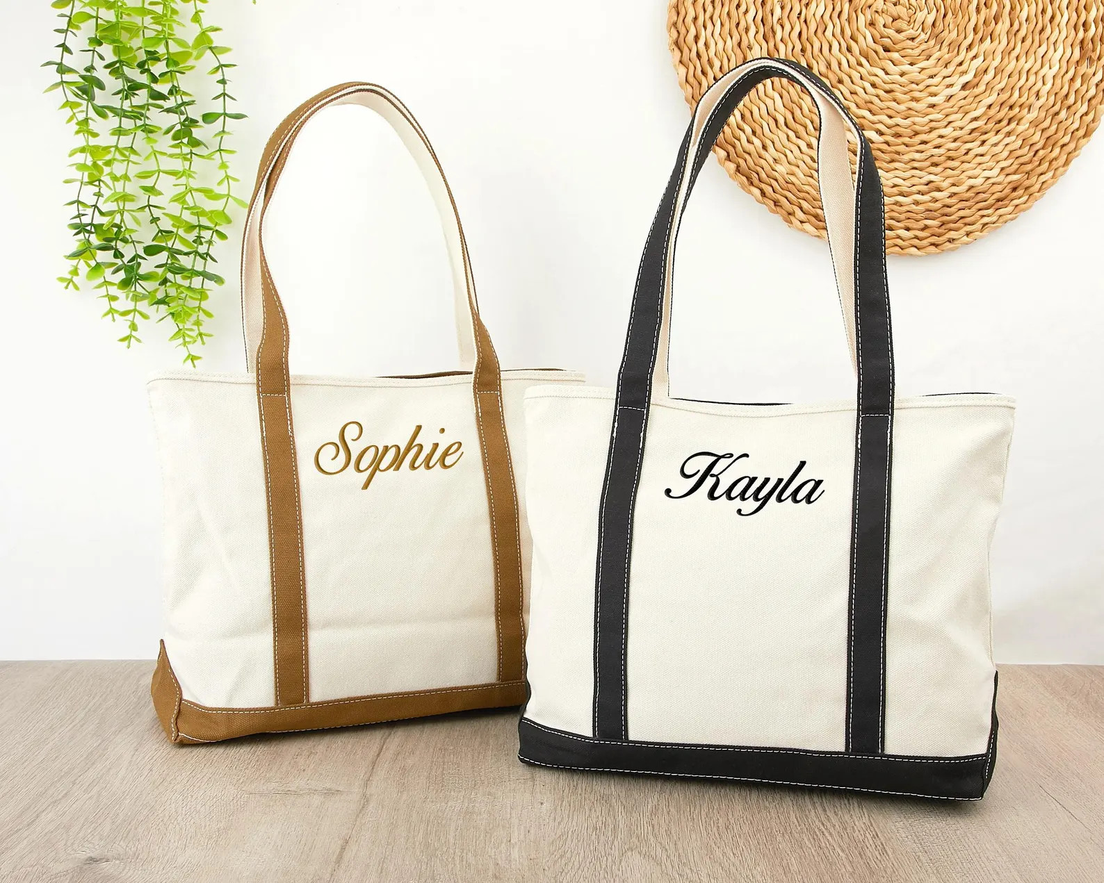 Personalized Tote Bag, Custom Canvas Tote Bag, Bridesmaid Gifts, Custom Name Beach Bag, Bachelore... | Etsy (US)
