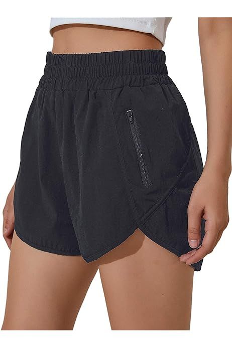 BMJL Women's Athletic Shorts High Waisted Running Shorts Pocket Sporty Short Gym Elastic Workout ... | Amazon (US)