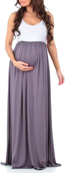 Mother Bee Maternity Sleeveless Ruched Waist Color Block Dress | Amazon (US)