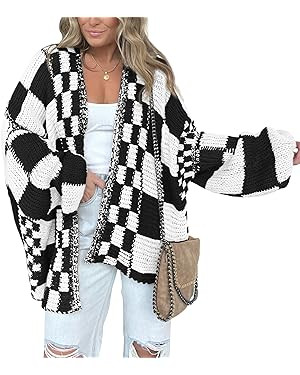 BTFBM Casual Cardigan Sweater for Women Fall 2025 Long Sleeve Open Front Chunky Knit Sweaters Che... | Amazon (US)