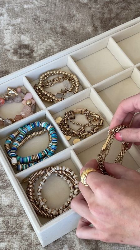 Amazon jewelry organization. These stackable jewelry trays make it so easy to organize and display your jewelry. Necklace organizer, bracelet organizer, jewelry organizer #jewelryorganization #jewelryorganizer #jewelryorganizers #jewelrytrays

#LTKunder50 #LTKhome #LTKstyletip
