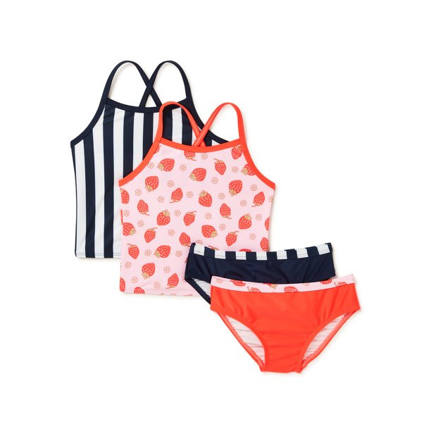 Wonder Nation Toddler Girl Swim Tankini, 4-Piece, Sizes 12M-5T | Walmart (US)