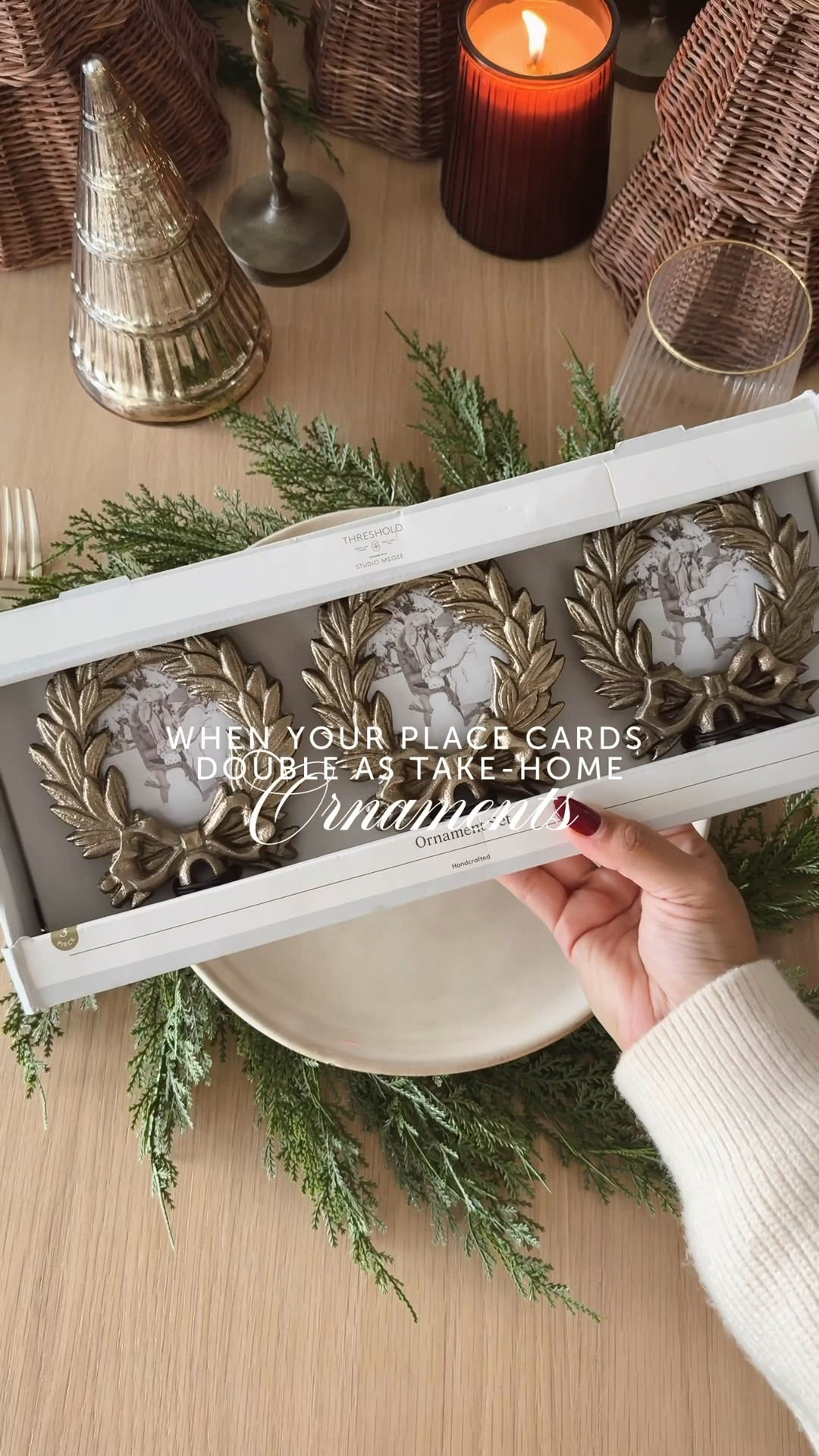 Holiday tables that feel thoughtful down to the tiniest detail ✨ 🌲 Each guest gets their own to take home 🥲

#Itkunder50 #christmasdecor #holidaydecor #christmastablesetting #christmastablescape #hostesshack #ornaments #target #targetfind #christmas #holiday #tablesetting #placecard 

#LTKHoliday #LTKParties #LTKHome