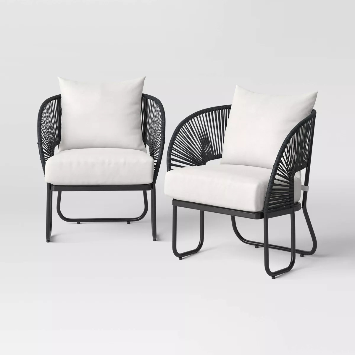 2pc Mackworth Rope Outdoor Patio Club Chairs Black - Threshold™: Weather-Resistant Steel Frame,... | Target