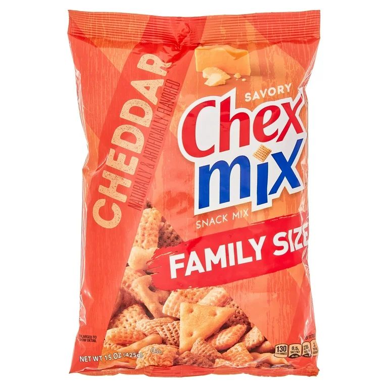 Chex Mix Snack Mix, Cheddar, Savory Snack Bag, Family Size, 15 oz | Walmart (US)