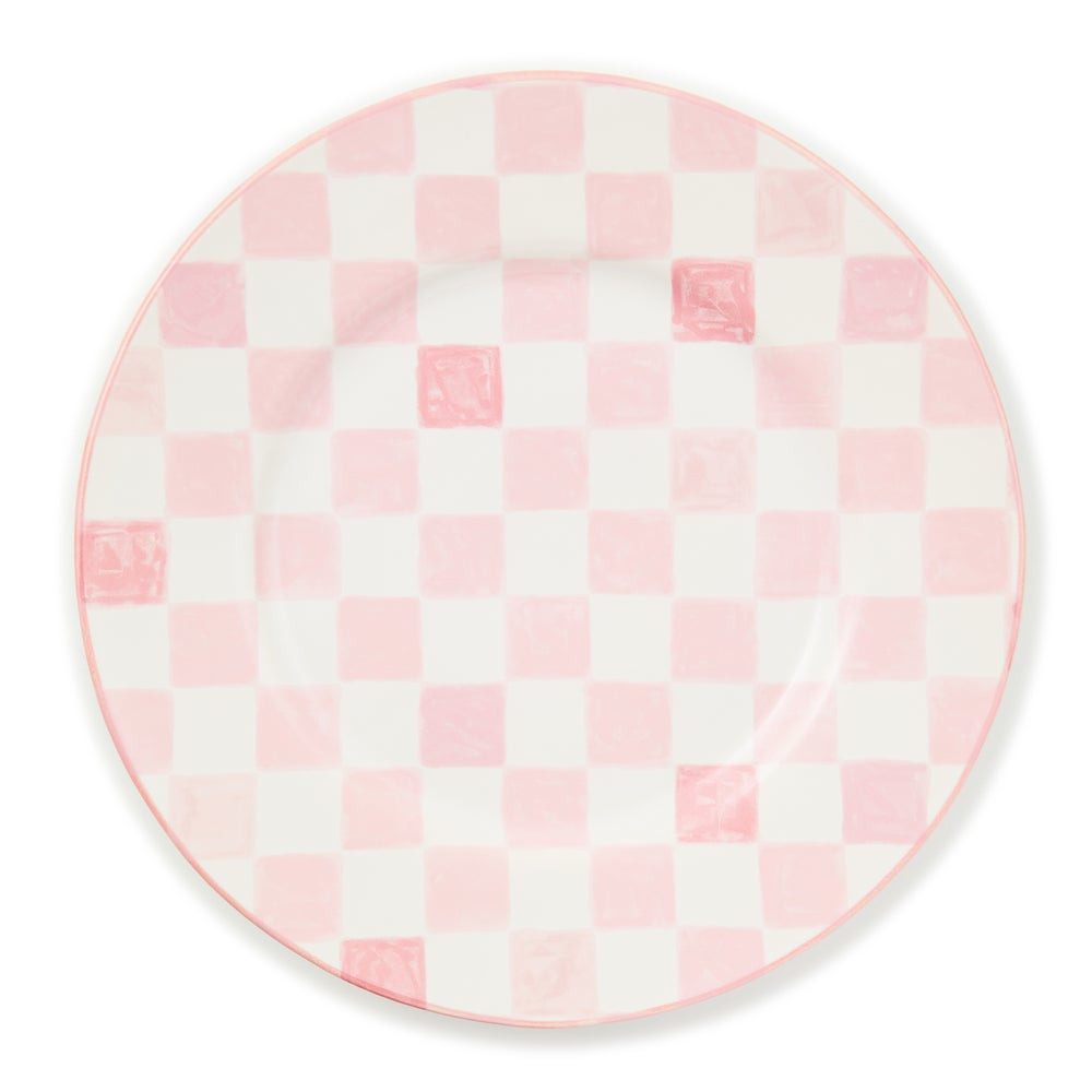 Pink Check Dinner Plate | MacKenzie-Childs