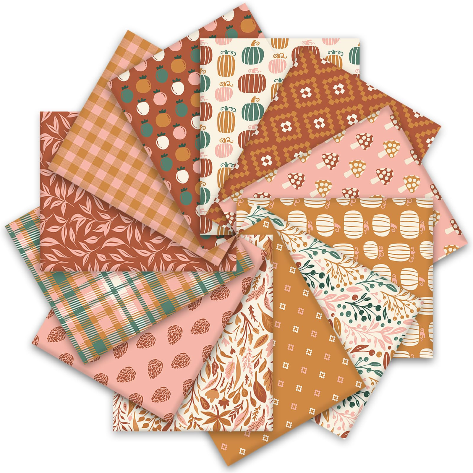 Whaline 12Pcs Boho Fall Cotton Fabric Bundles 18 x 22 Inch Fall Pattern Printed Fat Quarters Autu... | Amazon (US)
