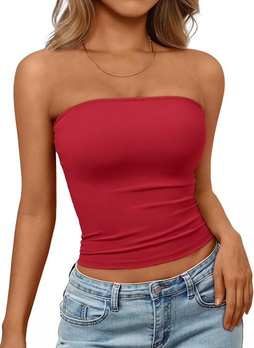 Trendy Queen Women's Strapless Bandeau Crop Top | Amazon (US)