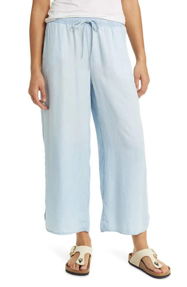 Dolphin Hem Wide Leg Chambray Pants | Nordstrom