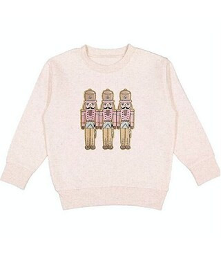 Little Girls Long Sleeve Pastel Nutcracker Patch Christmas Sweatshirt | Dillard's