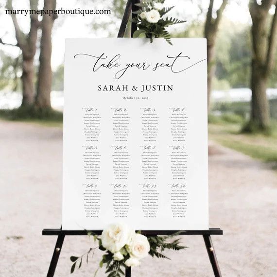 Classic Wedding Seating Chart Template, Elegant Wedding Seating Plan Sign, Printable, Editable, T... | Etsy (US)