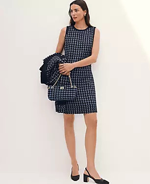 Denim Trim Tweed Shift Dress | Ann Taylor (US)