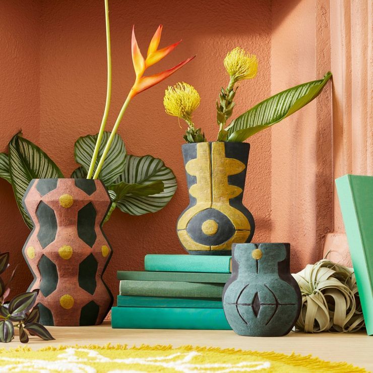 Medium Geo Pattern Vase Yellow - Opalhouse™ designed with Jungalow™ | Target