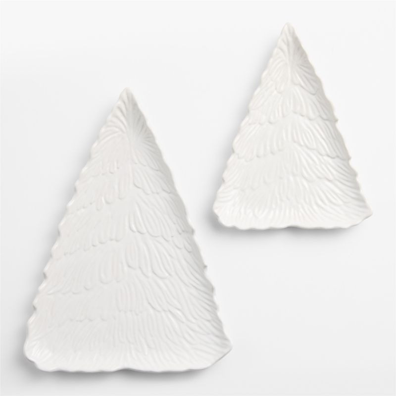 Embossed Tree Stoneware Platters, Set of 2 | Crate & Barrel