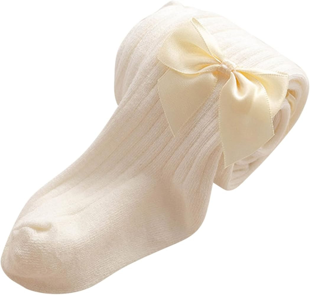 Baby Tights Toddler Girls Soft Cotton Cable Knit Footed Pantyhose Infant Warm Leggings Bow Stretc... | Amazon (US)