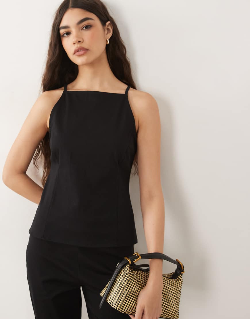 ASOS DESIGN slash neck halter top in black set | ASOS (Global)