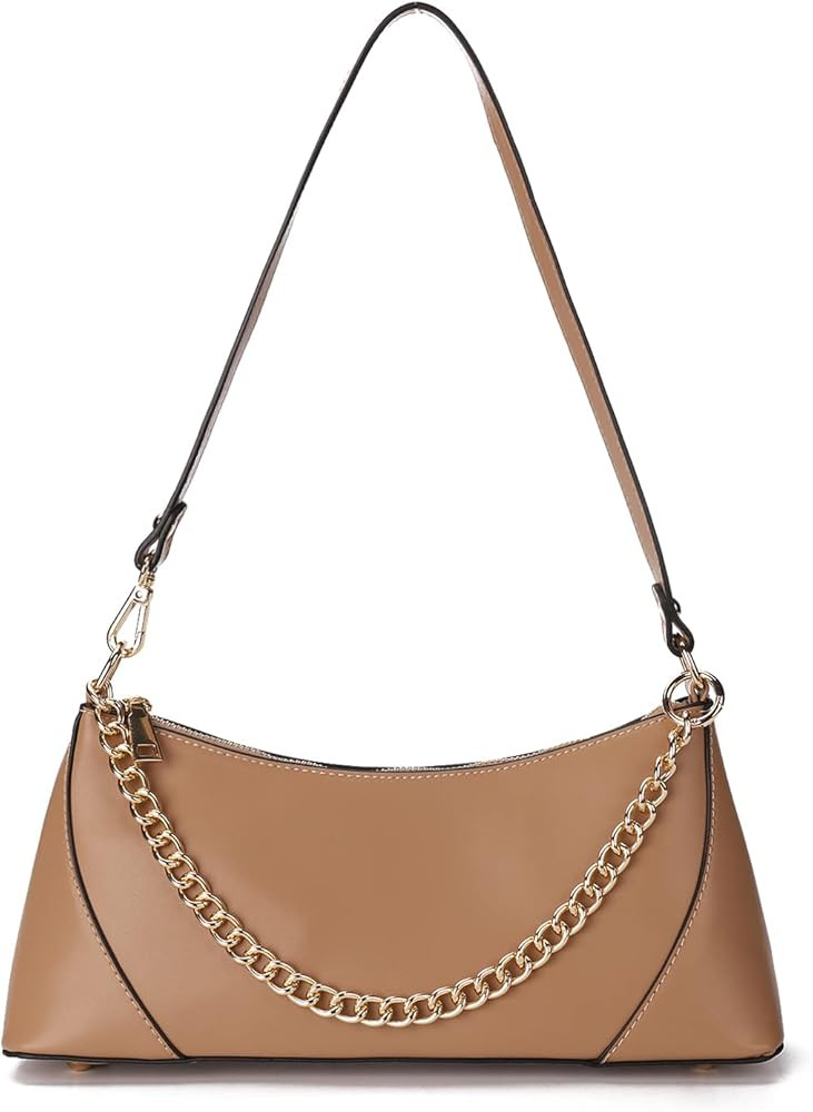 Small Shoulder Bags for Women Vegan Leather Crossbody Purses Ladies Trendy Shoulder Bag with Chain S | Amazon (US)