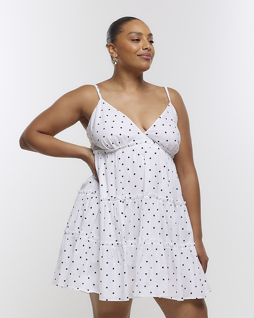 Plus White Spot Mini Dress | River Island (US)