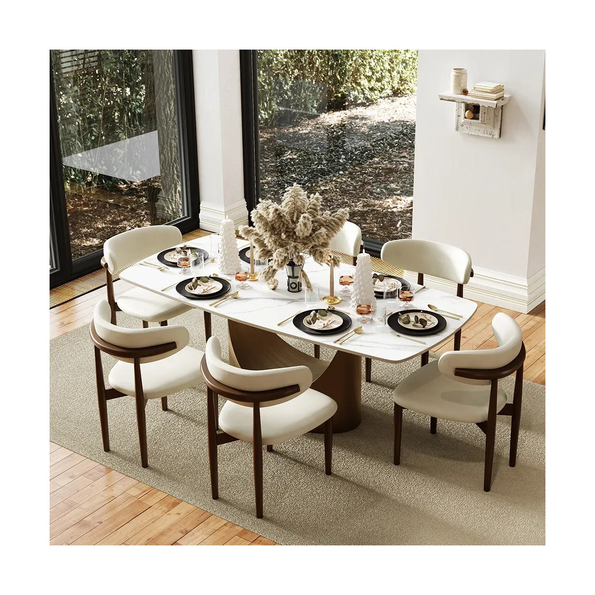 Modern 5/7 Pieces Dining Room Sets, Pre-Assembly Rectangular Dining Table Sets, Sintered Stone Ta... | Wayfair North America