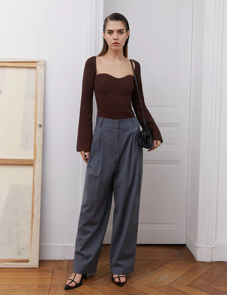 Chiara Bustier Knit Top in Chocolate Brown | Pixie Market