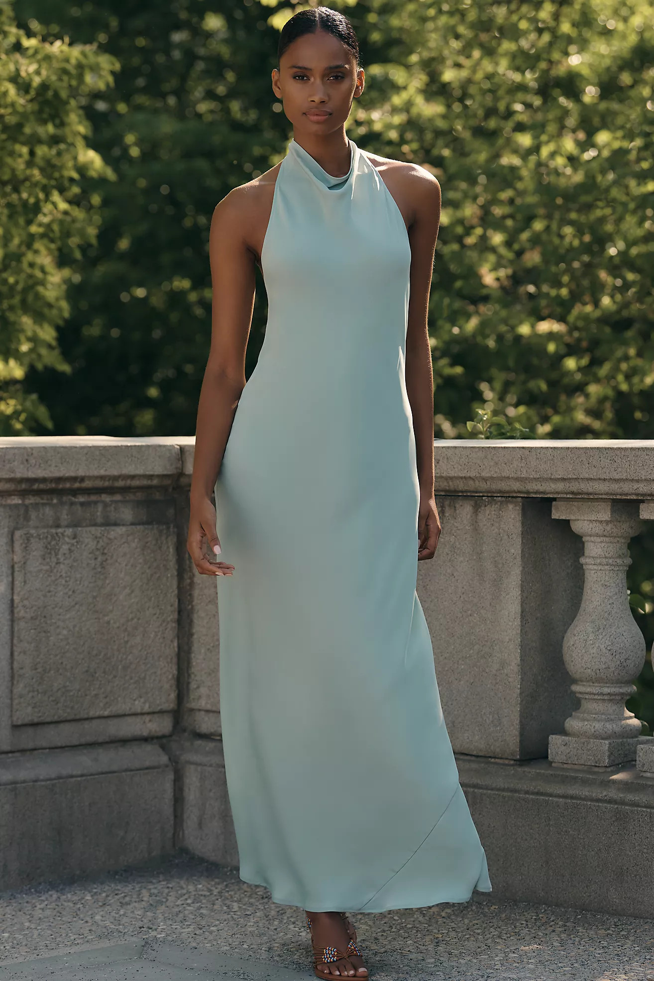 Jamie Satin Halter Maxi Dress | Anthropologie (US)