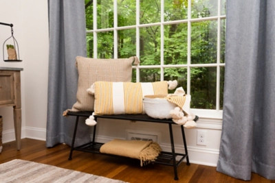 Creative Co-Op Vertical Stripe Cotton Chenille Throw Pillow, Yellow | Ashley Homestore